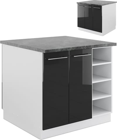 Vicco Fame-Line Keukeneiland – 90 cm zonder werkblad Antraciet hoogglans/wit