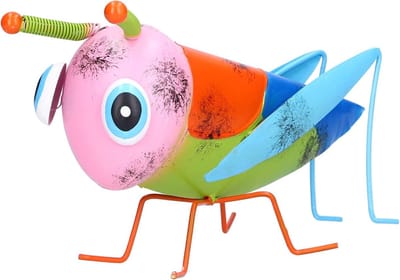 Tuinsprinkhaan - Gazondecoratie - Buiten decoreren - Handgeschilderd - 315 gram - Roze