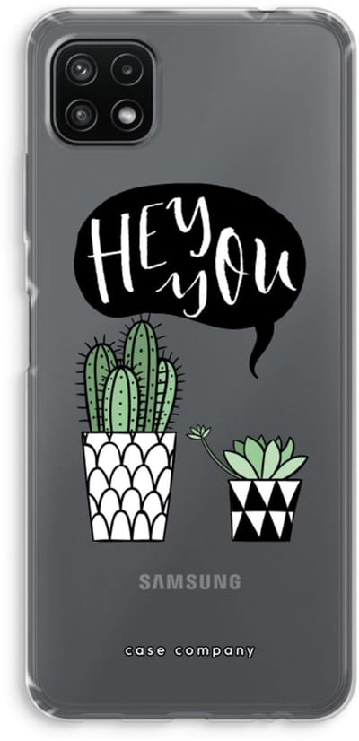 Case Company® - Hoesje geschikt voor Samsung Galaxy A22 5G hoesje - Hey you cactus - Soft Cover Telefoonhoesje - Bescherming aan alle Kanten en Schermrand