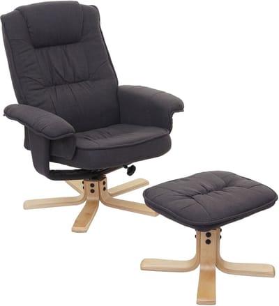 Relaxfauteuil M56, tv-fauteuil met voetenbank, stof/textiel, MVG-gecertificeerd ~ donkergrijs
