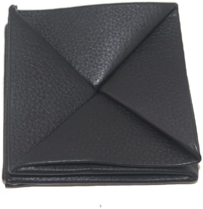 Oi zwart leren vierkant Kleingeldbeursje/ uitvouwbare Wiener schachtel / compact vierkant vouwbakje voor muntgeld / zwart leer / 376