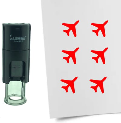 CombiCraft Stempel Vliegtuig 10mm rond - rode inkt