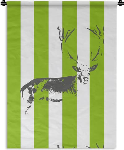 Wandkleed - Wanddoek - Patroon - Hert - Strepen - 90x120 cm - Wandtapijt