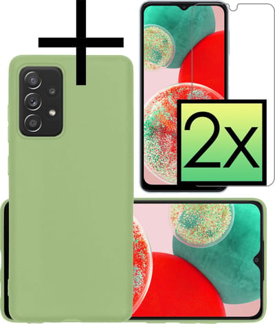 Hoesje - Met 2x Screenprotector - Geschikt voor Samsung Galaxy A23 - Sterk & Shockproof - Back Cover - Siliconen Case - Telefoon Hoes - Groen