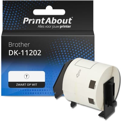 PrintAbout huismerk Etiket DK-11202 Zwart op wit (62 mm x 100  mm) Geschikt voor Brother