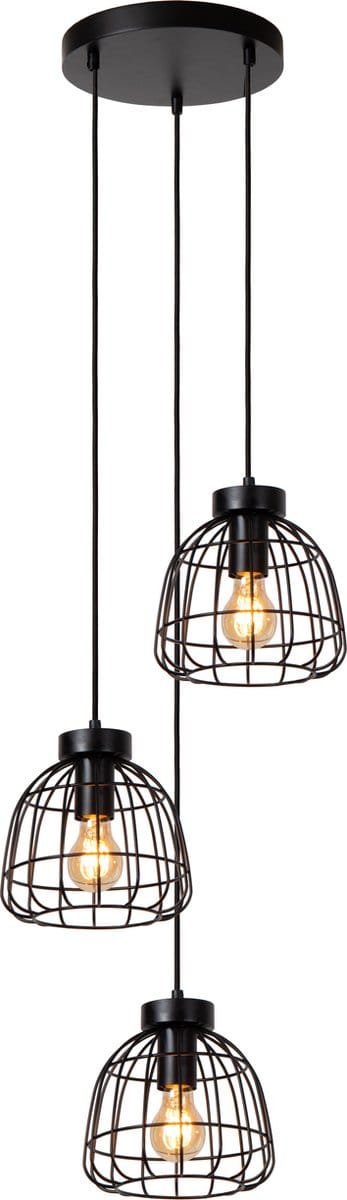 Lucide FILOX - Hanglamp - Ø 44,5 cm - 3xE27 - Zwart