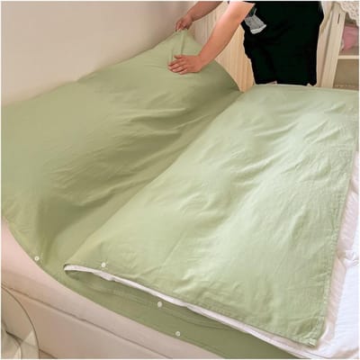 Slaapzak Katoen - Reis Slaapzak Liner - Licht Reizen - Huidvriendelijk Ademend - 160x210cm - Groen