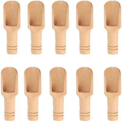 Dailygoods - CHENGZI 10-delige houten lepel met lange steel kruidenlepel koffielepel beige