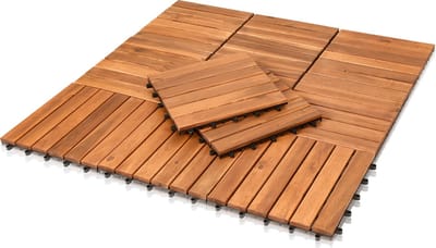Terrastegels Tuintegels 22 stuks 2 m² Terrasplanken Balkon vloer - Kliktegels - Buiten tegels - Terrastegels hardhout Acaciahout Bruin 30 cm x 30 cm x 2,4 cm