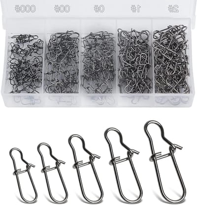 200 Stuks Snaps voor Veranderlijke Hengels, Snelle Verandering Clips, 5 Maten, Duurzaam RVS, Ideaal voor Aas en Kabelverbindingen, Visaccessoires