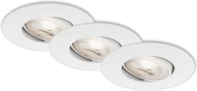 BRILONER KULANA - inbouwspots set van 3 - dimbaar - draaibare inbouwarmaturen - 3 x LED / 5W 460lm - lichtkleur: warm wit - inbouwdiepte: 30mm - inbouwmaat: 68mm - product: Ø90mm - wit