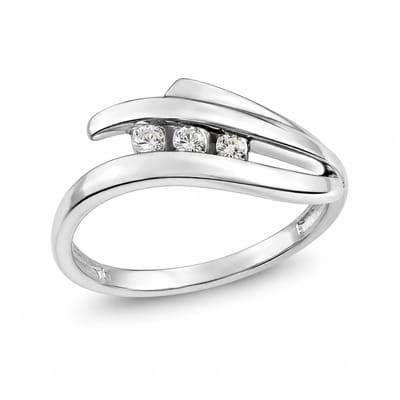 Zilveren Damesring met Zirkonia – Elegante Ring met 3 Steentjes – Zilverkleurige Ring voor Dames