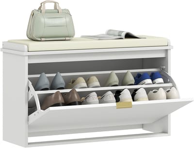 HOMCOM Schoenenbank - Spaanplaat, MDF - 80x26x47,5cm - Wit