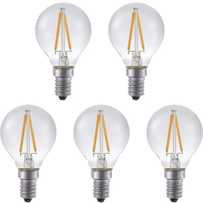 SPL E14 LED Lamp 2W Dimbaar - CRI 93 - Extra Warm Wit - 2500K - LED Filament Globe G45 - Vervangt 15W - 5 Stuks