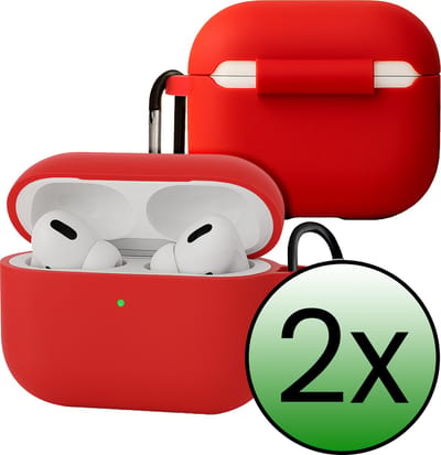 Case - Geschikt voor Apple Airpods Pro 3 - Siliconen Hoes met Clip - Silicone Hoesje Cover - Rood