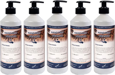Handzeep Orange 500 ml - set van 5 stuks - met gratis pompje - Voordeelverpakking