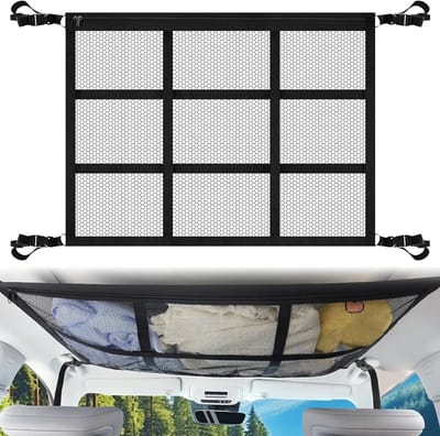 Verstelbare Dakkoffer Net voor Auto, 90 x 65 cm, Dubbele Laag, Ruime Opslag voor Bagage, Geschikt voor Campers, Tenten en Speelgoed