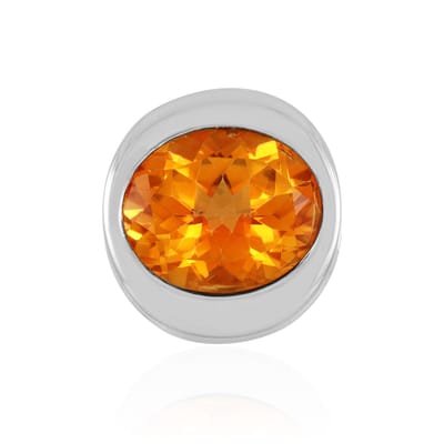 Cavill - Zilveren hanger platina verguld - 5,281 ct Oranje Topaas Ovaal (12x10 mm) - Luxe handgemaakte Braziliaanse topaas sieraden voor dames
