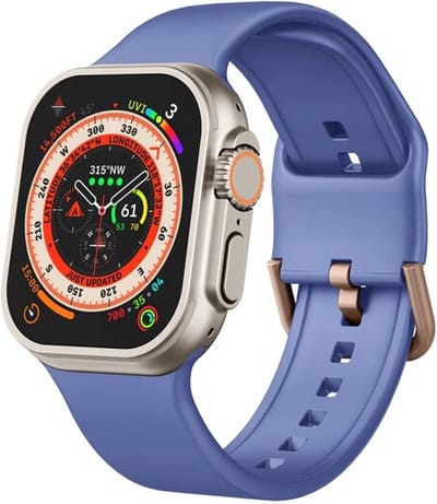 By Qubix - Geschikt voor Apple Watch bandje - Soft siliconen bandje met gespsluiting - Blauwpaars - Geschikt voor Apple Watch 44mm / 45mm / 46mm / 49mm (Ultra 1,2 en 3) - Smartwatch bandje