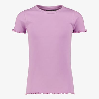 TwoDay meisjes rib T-shirt met ruches lila - Maat 92