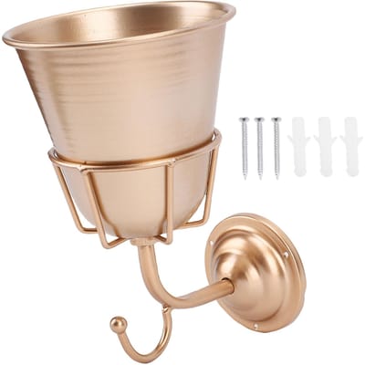 Vase Mural en Acier Inoxydable Vintage Vase Mural Suspendu Organisateur pour Plantes Artificielles Maison beige