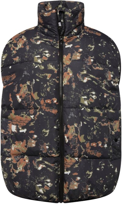 Studio Untold - Dames - Doorgestikte bodywarmer oversized all-over print - Zwart - Maat 50+