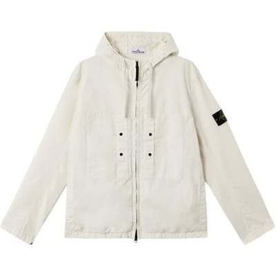 Stone Island Uni Kleur Rits-Up Capuchon Lange Mouwen Jas Heren jassen Ivoor K1S1541000-91S0010-V0093 XL white