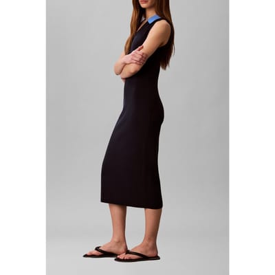 Calvin Klein Woven Label Polo Dress Dark Sapphire Taglia: XS | Abiti in T-Shirt Outlet | Donna | Blu