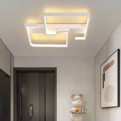 NETTLIFE Plafondlamp LED - vierkant - Wit - 30cm - 2-Lichts - 3000K Warm wit Licht - Metaal - Moderne Slaapkamerverlichting - voor Keuken | Woonkamer | Hotel - 19W