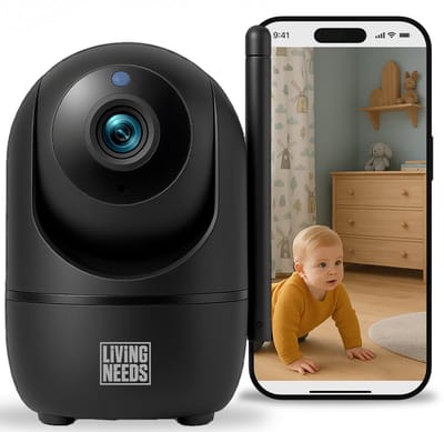 Living Needs - Babyfoon met Camera en App - Zwart - Full HD en Nachtzicht - Baby monitor met Geluids- en Bewegingsdetectie