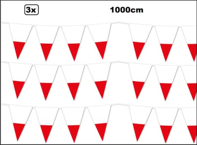 3x Vlaggenlijn Polen 1000cm - Landen Pools