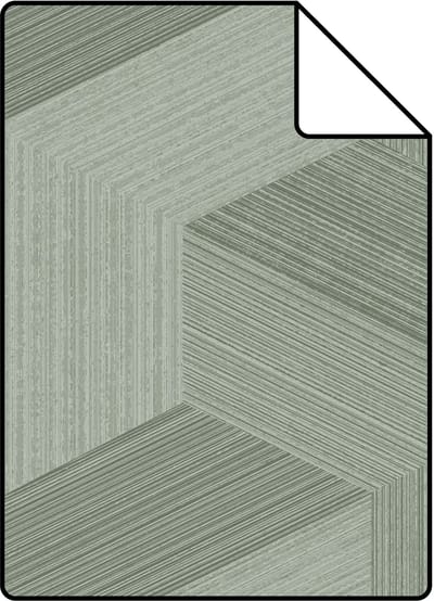 Proefstaal Origin Wallcoverings behang grafisch 3D motief vergrijsd groen - 26,5 x 21 cm - 347951-S