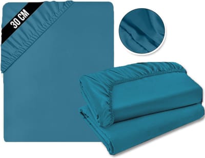 Matrasovertrek 180x200 - Hoeslaken - Matrashoes - Super Zacht - Denimblauw