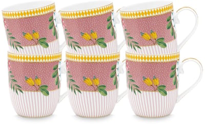 Pip Studio La Majorelle Mokken - Koffiekopjes met Oor - Koffiemok - Servies set van 6 - 200ml