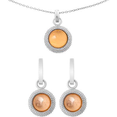 Orphelia Dames 925 Sterling Zilver Set: Ketting-Hanger + Oorbellen - Zilver SET-6041/1