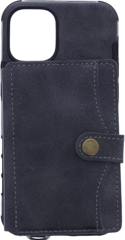 Backcover hoesje Geschikt voor: Apple iPhone 12 Mini hoesje - Pasjeshouder case - Ruimte voor pasjes - Siliconen en Polsbandje - Grijs