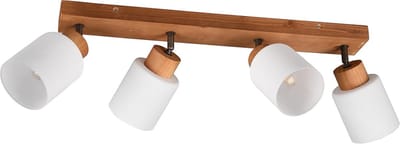 Plafond- en Wandlamp Vierkant Glas Wit Hout Natuurlijk voor Woonkamer of Slaapkamer