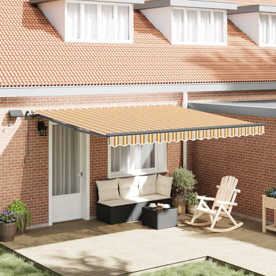 vidaXL - Uitschuifbare - luifel - Meerkleurig - 400 - × - 300 - cm - Stof - en - Aluminium