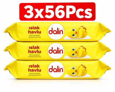 Dalin Baby Billendoekjes voor de Gevoelige Huid – 3 x 56 Stuks – 168 Vochtige Babydoekjes – Voordeelverpakking - Dalin Bebek Islak Mendil - Dalin Baby Wet Wipe