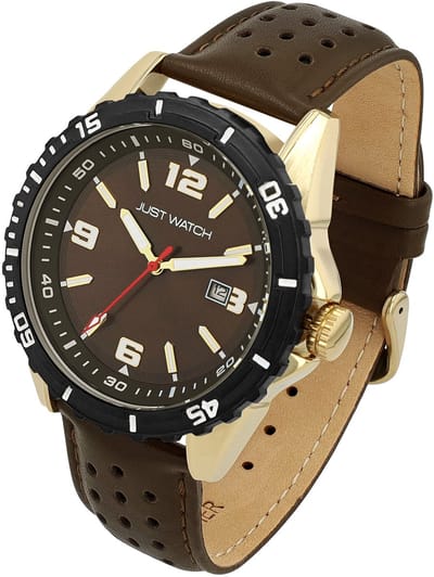 JUST WATCH herenhorloge echt leer datumaanduiding