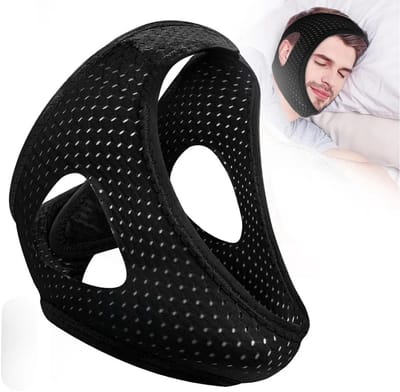 Een anti-snurk kinband, kinriem, anti-snurkgordel of anti-snurkmasker vermindert effectief snurken.