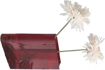 Boekvaas Decoratief - Boekvormige Vaas - Bloemen Presenteren - Uniek Literair Design - 20x16x5 cm - Rood met witte tekens