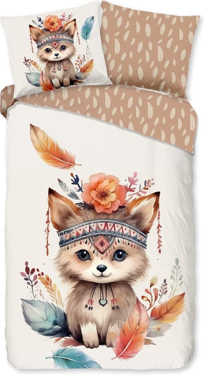 Good Morning dekbedovertrek baby vos/ herfst thema - 1 persoons 140x200/220 cm - Multi - 100% Katoen renforc�