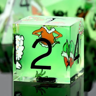 Dobbelstenen Set - RPG Dobbelstenen - Rollenspellen Spelen - Scherpe Rand Ontwerp - 7 Delig - Groen Karton
