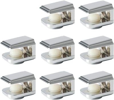Glasclips voor Spiegel en Plank, Zinklegering, Geschikt voor 5-8 mm Dikte, Set van 8 Stuks, Stevige Bevestiging en Eenvoudige Montage