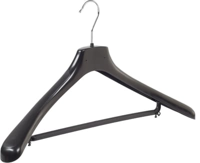 De Kledinghanger Gigant - Mantelhanger - Kostuumhanger - Jassenhanger - Volwassenen - HZ50 - 50 Stuks - Kunststof - Zwart - Gebogen Model - Schouderverbreding 4,8 cm - Broeklat - 50 cm - Kledinghanger - Kleerhanger - HZ-Serie (HZ50/B_00/50)