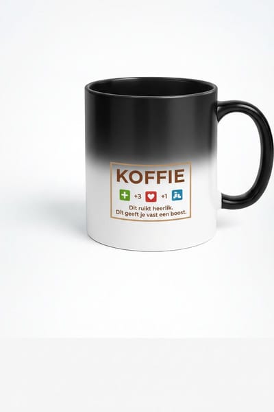 Koffie Boost Magische Mok - Zwart Warmtegevoelige Magic Mug