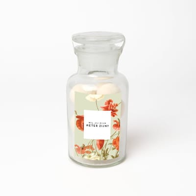 Apothekersfles - Bruisballen - Ontspanning - Meter vragen - Wil jij mijn meter zijn - Meter vragen cadeau - Poppy design