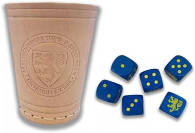 Dobbelsteen Bekerset - Spelaccessoires - Gezelschapsspellen - Met clublogo - ca. 7x8.7 cm - Meerkleurig