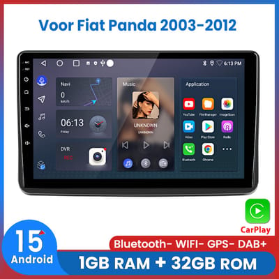 Awesafe 9 Inch Autoradio - Geschikt Voor Fiat Panda 2003 t/m 2012 - Draadloos Apple CarPlay Android Auto - Ram 1GB+ Rom 32GB - Autoradio met navigatie GPS - Radio Scherm - 2003 2004 2005 2006 2007 2008 2009 2010 2011